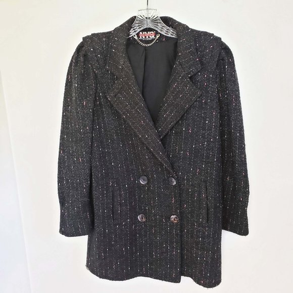 New York Girl Women's Black Double Breasted Half Trench Jacket Coat - Picture 12 of 12